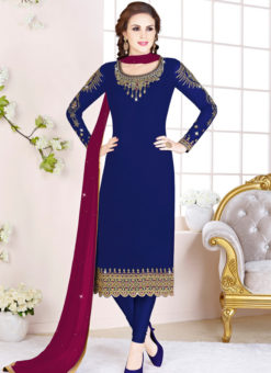 Gorgeous Blue Georgette Embroidered Work Designer Salwar Suit