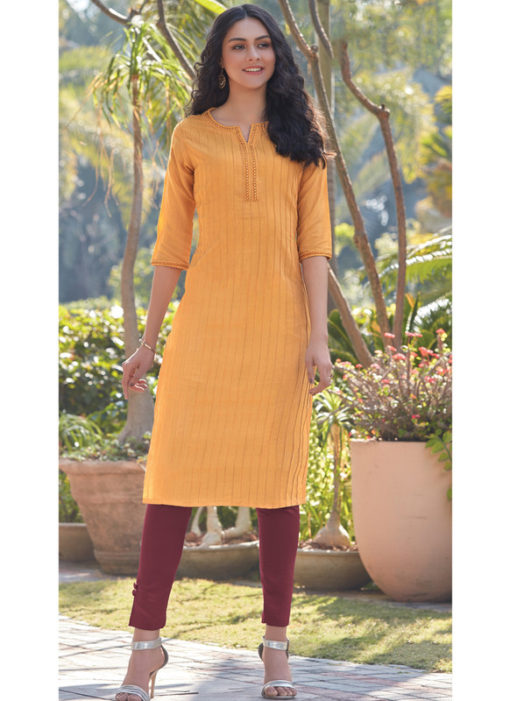 Alluring Yellow South Cotton Casual Wear Kurti
