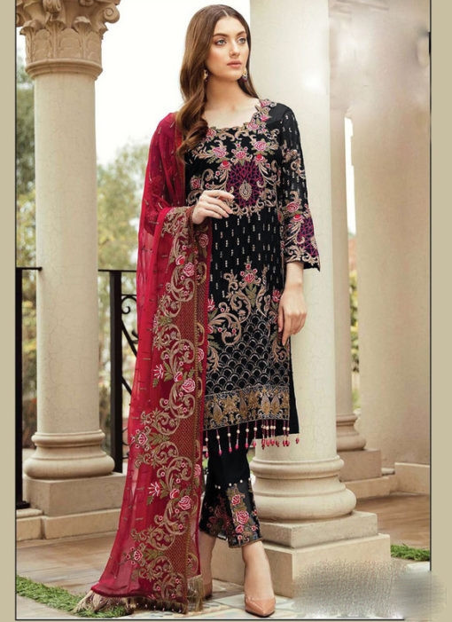 Partywear Black Faux Georgette Designer Pakistani Salwar Suit