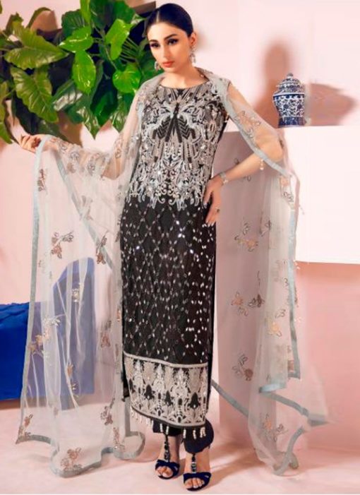 Amazing Black Net Embroidered Pakistani Salwar Suit