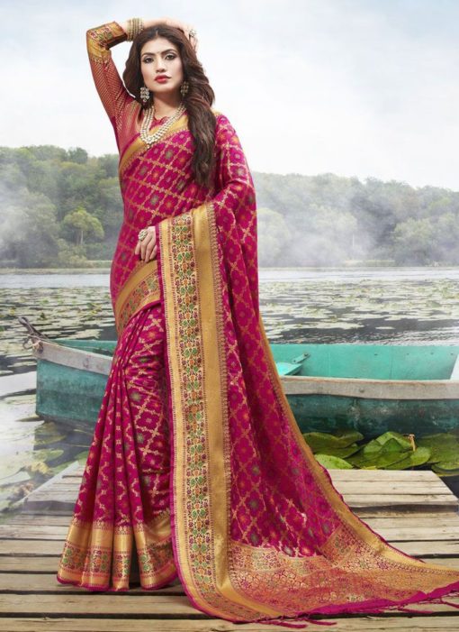 Latest Pink Festive Wear Designer Jacquard Silk Saree