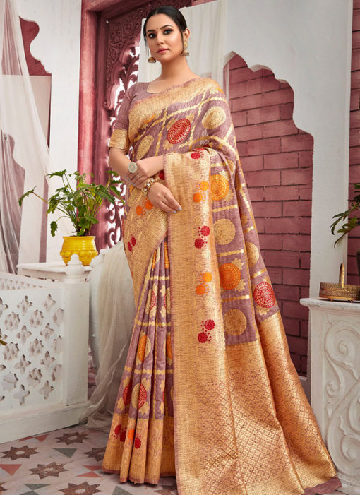 Amazing Maroon Cotton Zari Weaving Traditional Saree