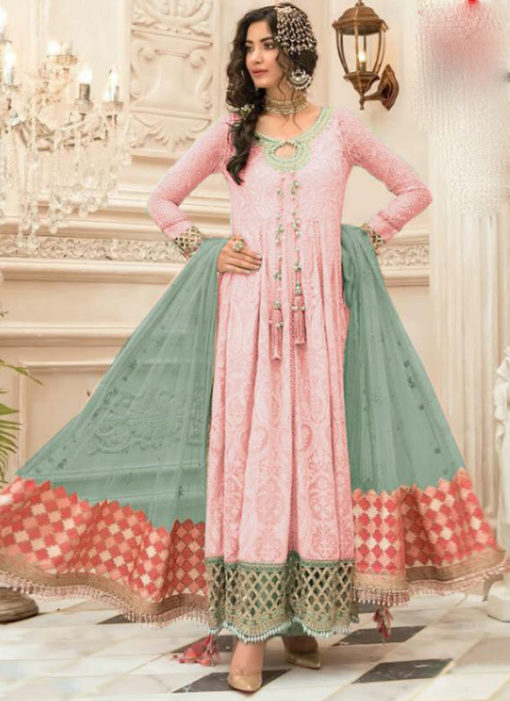 Sublime Pink Georgette Designer Anarkali Salwar Suit