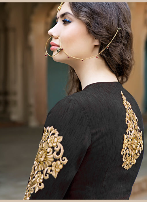 Black Georgette Designer Embroidered Work Anarkali Lehenga Suit