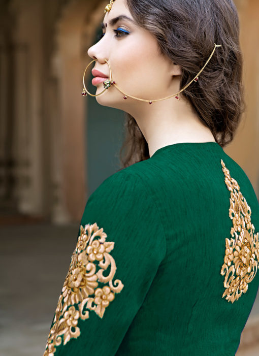 Green Georgette Designer Embroidered Work Anarkali Lehenga Suit