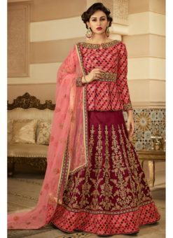 Wine Silk Bridal Floor Length Anarkali Suit
