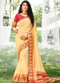 Yellow Georgette Patch Border Party Wear Saree