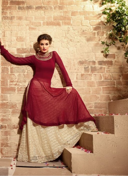 Maroon Georgette Designer Party Wear Pakistani Salwar Kameez
