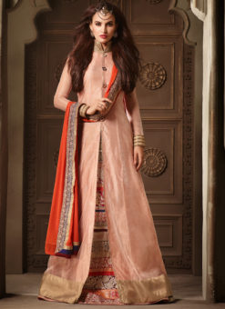 Pink Silk And Net Designer Party Wear Lehenga Style Suit