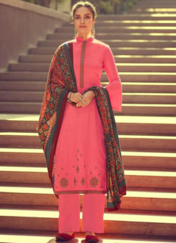 Pink Cotton Designer Embroidered Work Salwar Kameez