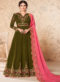 Maroon Georgette Embroidered Staight Cut Suits