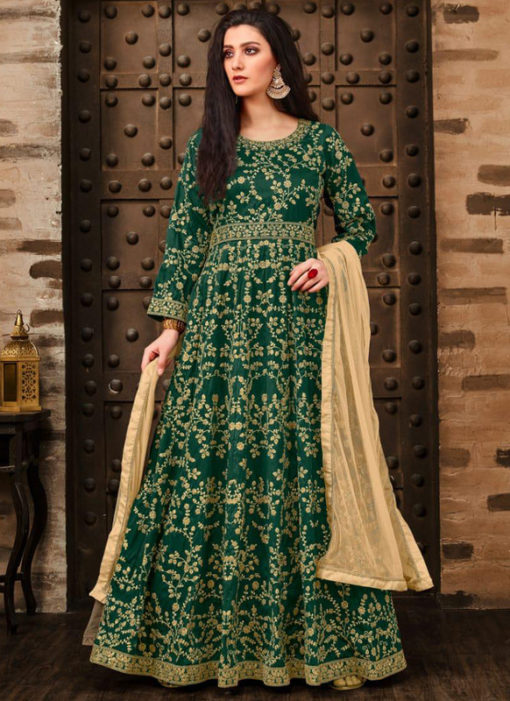 Amazing Green Tapeta Silk Designer Anarkali Suit