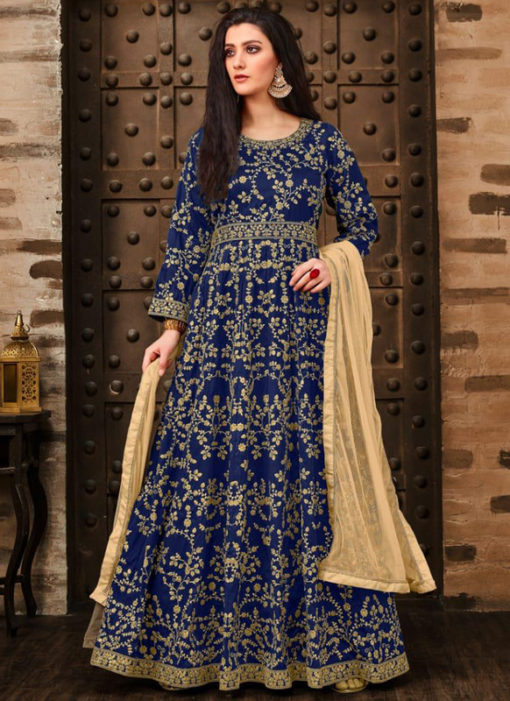 Elegant Blue Tapeta Silk Designer Anarkali Suit