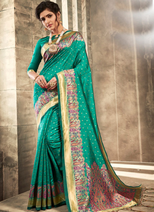 Graceful Green Silk Traditional Wear Saree