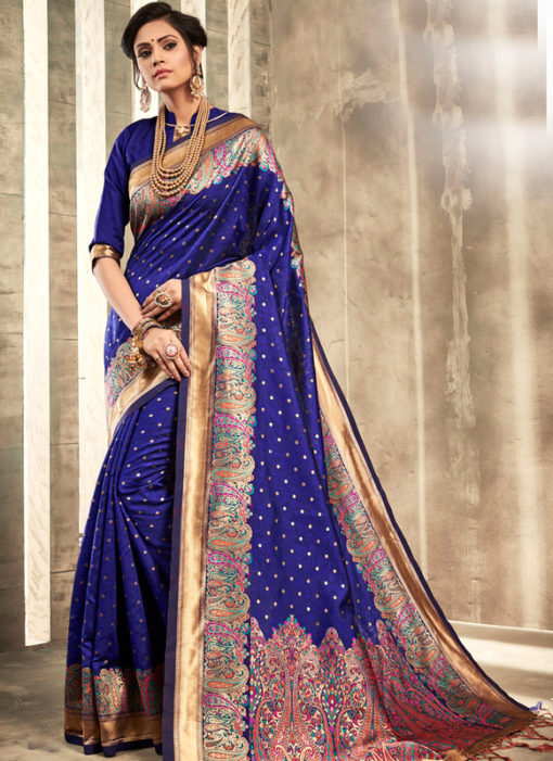 Glorious Blue Silk Traditional Wear Saree