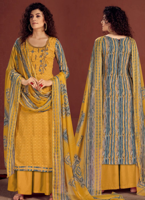 Yellow Readymade Party Wear Palazzo Salwar Suit