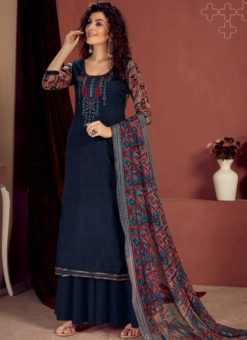 Navy Blue Readymade Party Wear Palazzo Salwar Suit