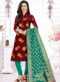 Red Banarasi Silk Party Wear Churidar Salwar Suit