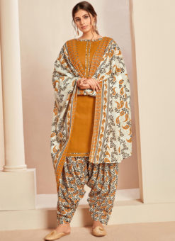 Musterd Cotton Casual Wear Printed Patiyala Salwar Suit