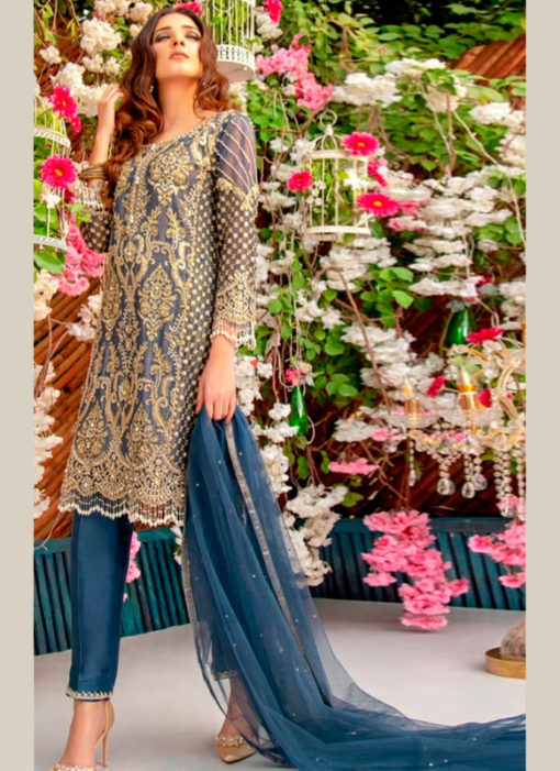 Elegant Blue Net Designer Pakistani Suit