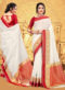 White Khadi Silk Wedding Wear Patch Border Saree
