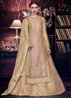 Beige Silk Designer Wedding Wear Anarkali Salwar Kameez
