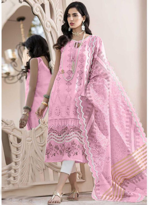Designer Pink Party Wear Pure Cotton Pakistani Suit
