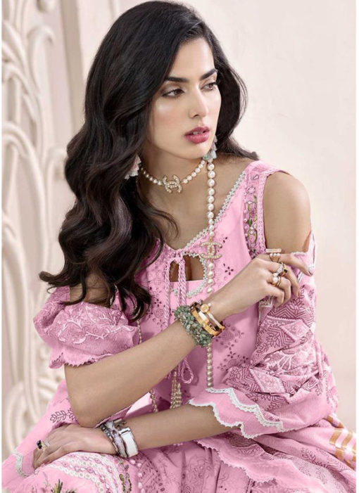 Designer Pink Party Wear Pure Cotton Pakistani Suit