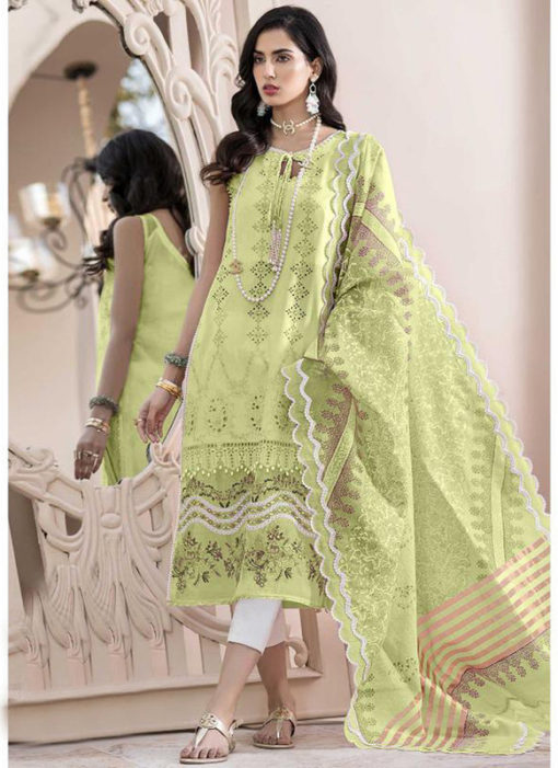 Designer Green Party Wear Pure Cotton Pakistani Suit