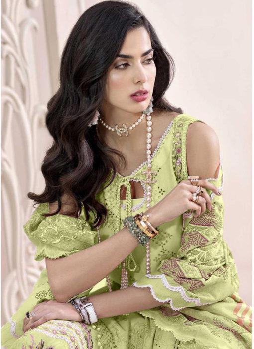 Designer Green Party Wear Pure Cotton Pakistani Suit