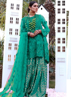 Green Heavy Net Designer Party Wear Sharara Suit