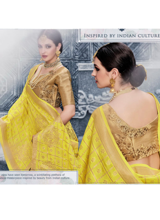Yellow Heavy Designer Bridal Banarasi Silk Lehenga Choli