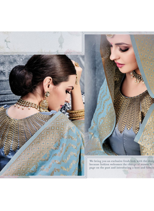 Blue Heavy Designer Bridal Banarasi Silk Lehenga Choli