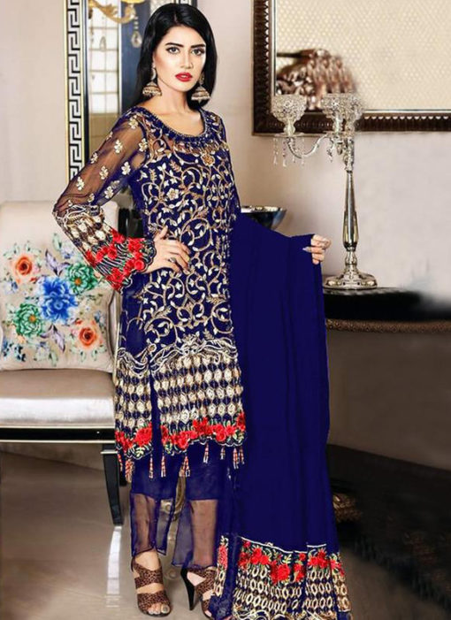 Attractive Blue Georgette Designer Pakistani Suit