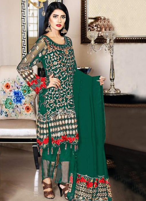 Lovely Green Georgette Designer Pakistani Suit