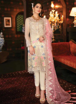 Classic Cream Georgette Designer Party Wear Pakistani Suits