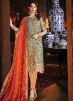 Abiding Sea Green Georgette Designer Party Wear Pakistani Suits