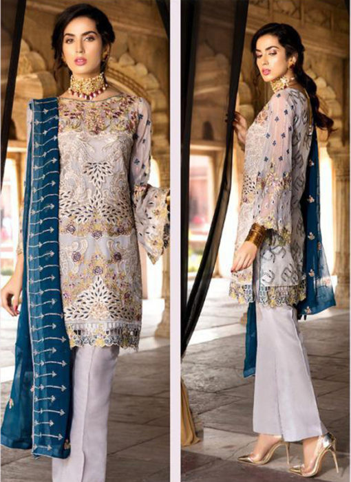 Subline Off White Georgette Embroidered Work Pakistani Suits