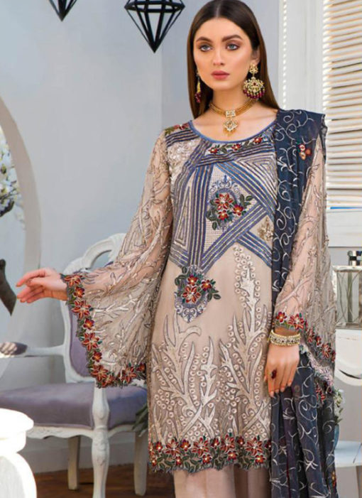 Lovely Beige Georgette Designer Pakistani Suits