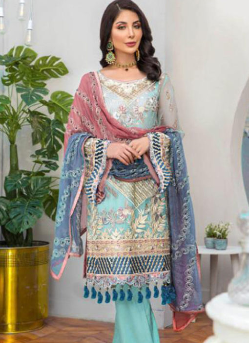 Amazing Sky Blue Georgette Designer Pakistani Suits