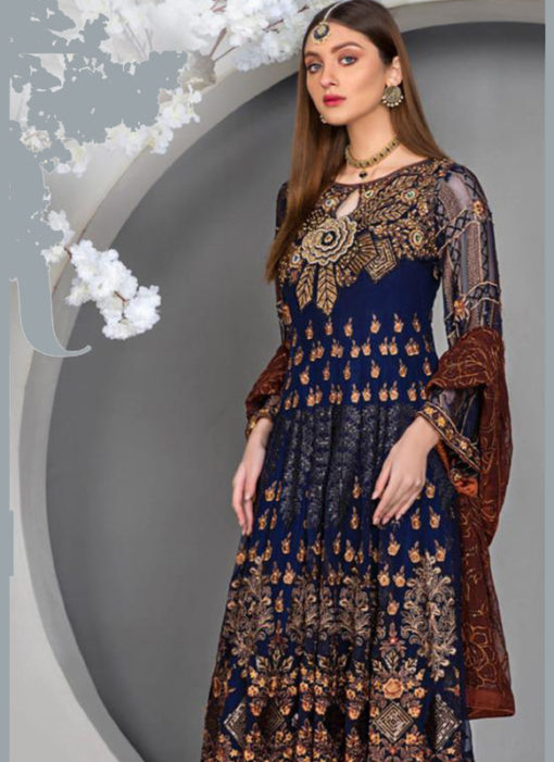 Lovely Navy Blue Georgette Designer Pakistani Suits