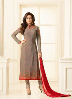 Drashti Dhami Beige Embroidered Party Wear Churidar Suits