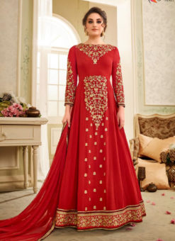 Red Georgette Floor Length Designer Party Wear Anarkali Kaia