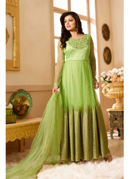 Green Net Gown Style Designer Anarkali Suit