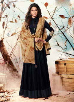 Jennifer Winget Black Georgette Floor Length Designer Anarkali Suit
