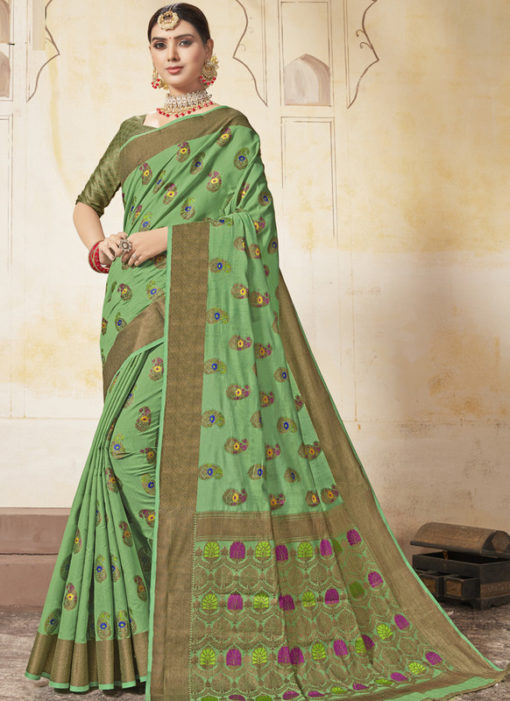 Green Art Silk Zari Weaving Designer Saree