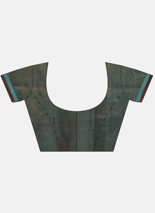 Teal Blue Handloom Zari Weaving Designer Saree