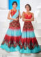 Blue Silk Wedding & Party Wear 2 in 1 Lehenga Gown