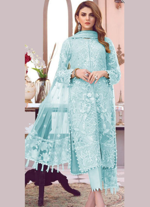 Jazzy Sky Blue Net Designer Party Wear Pakistani Suit