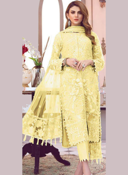Wonderful Yellow Net Designer Party Wear Pakistani Suit